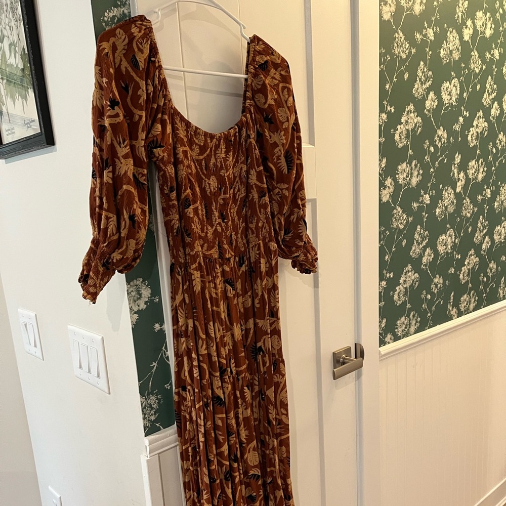 Angie Burnt Orange Floral Maxi Dress